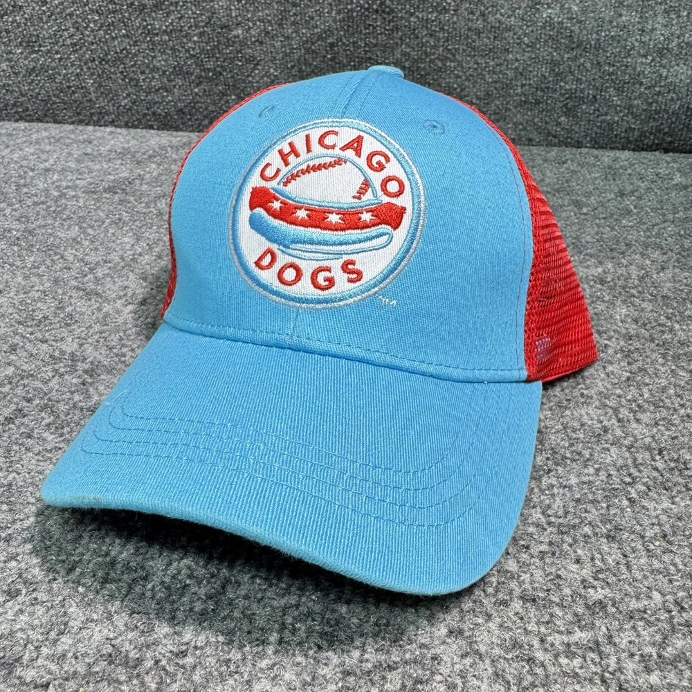 BWM Global Chicago Dogs Hat Mens OSFA Blue Red Trucker Snapback Baseball Cap